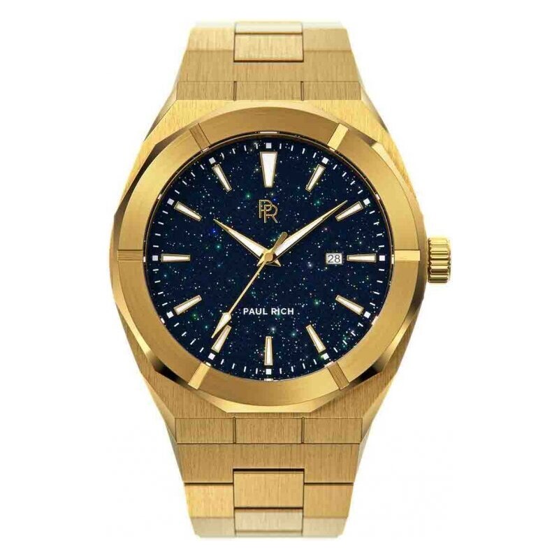 Zlaté pánské hodinky Paul Rich s ocelovým páskem Star Dust - Gold Automatic 42MM
