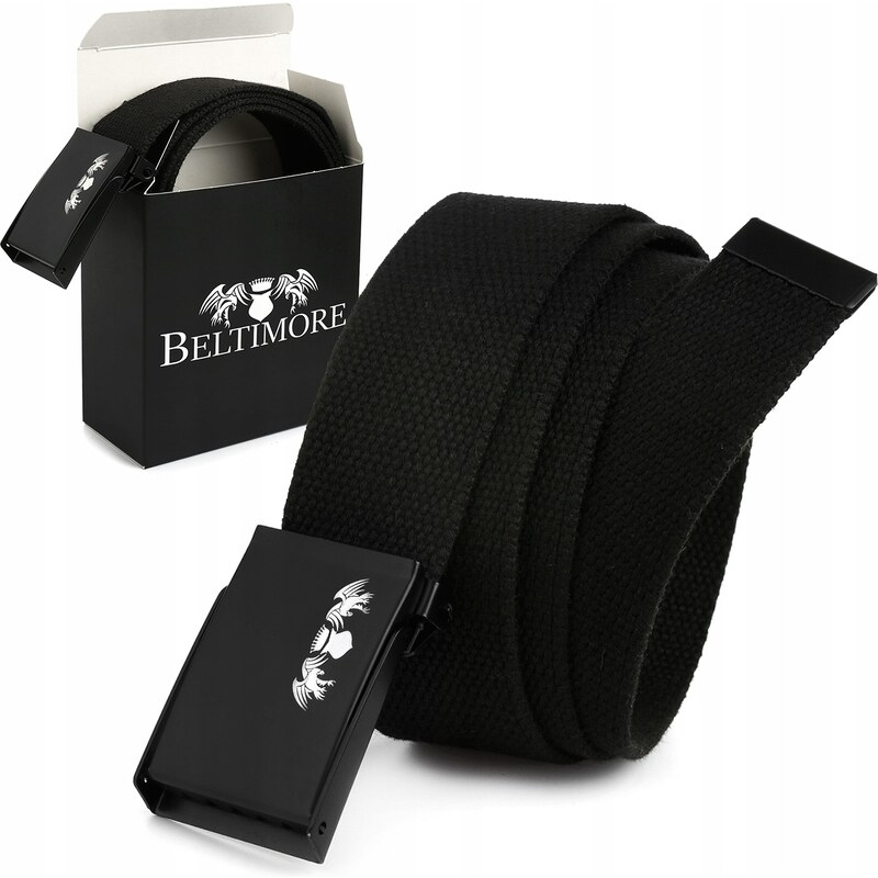 Textilní pásek Beltimore černý Q08 včetně krabičky