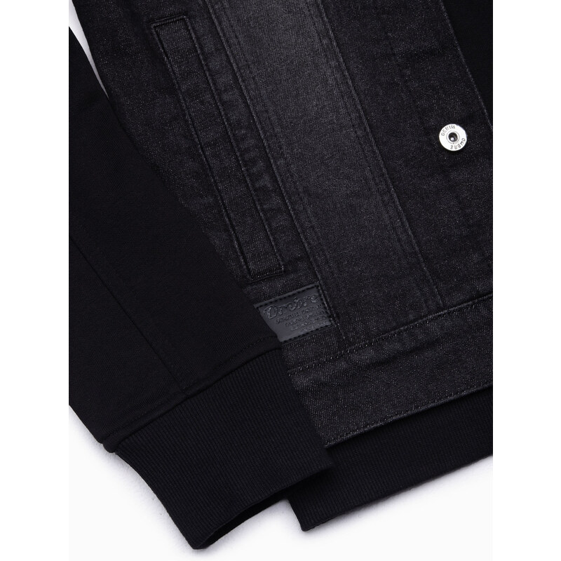 Ombre Clothing Pánská riflová bunda - černá OM-JADJ-0124