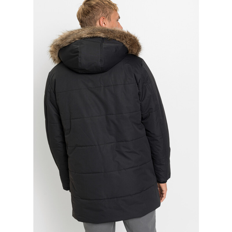 bonprix Dlouhá zimní prošívaná bunda s recyklovaným polyesterem Černá