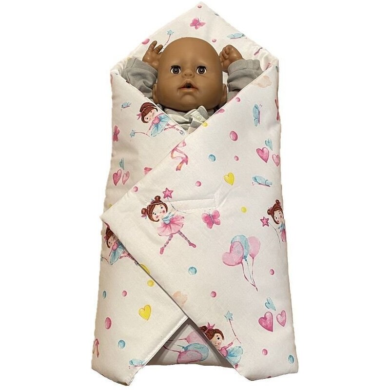 SDS Rychlozavinovačka pro panenky Baletky na bílém Bavlna, výplň: Polyester, 60x60 cm
