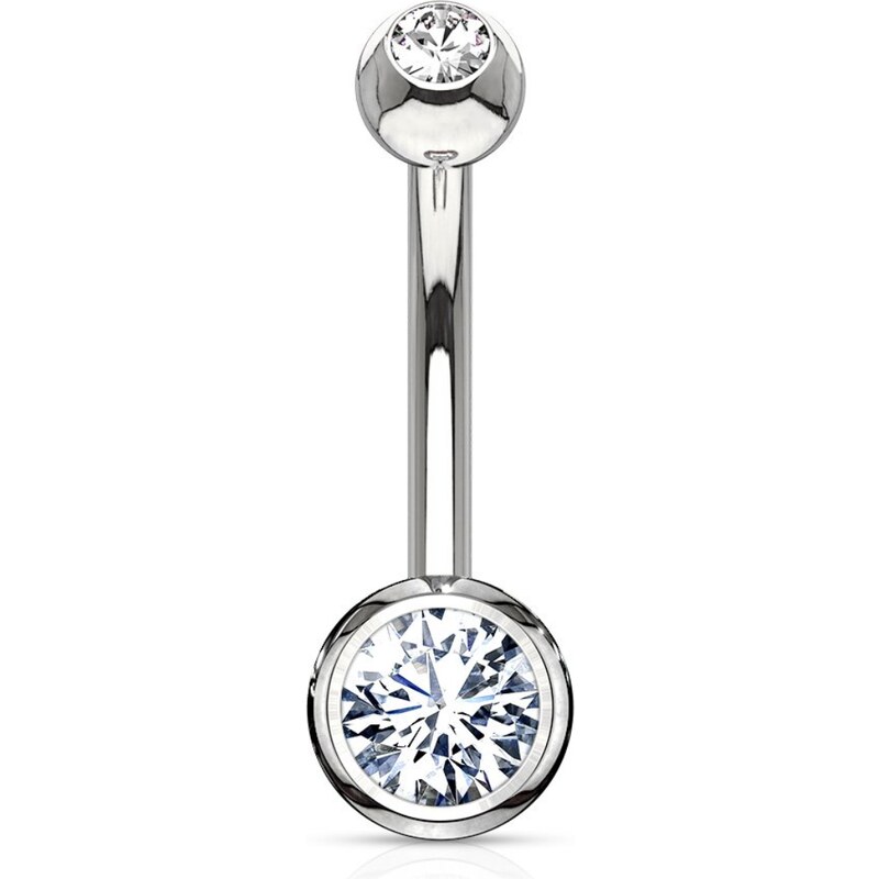 Atreya 14kt zlatý piercing do pupíku s kuličkami se zirkony, Au 585 69347447