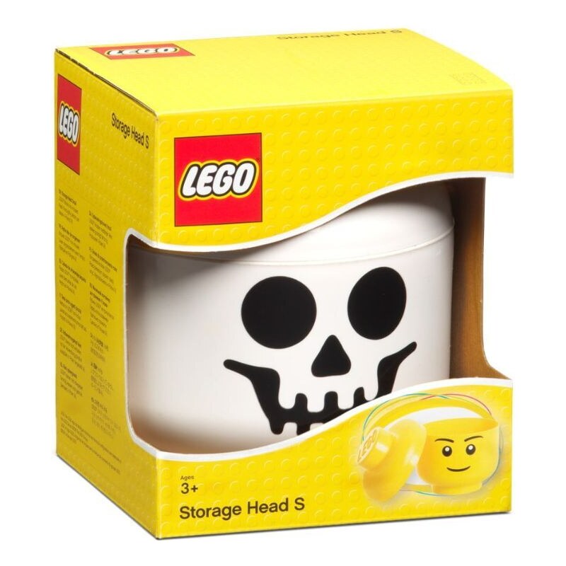 Lego Bílý úložný box ve tvaru hlavy LEGO Skeleton 19 cm