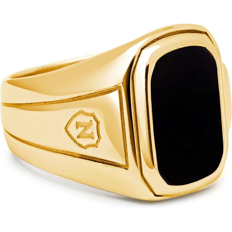 PÁNSKÝ OBDELNÍKOVÝ PRSTEN NIALAYA COCTAIL RING ONYX