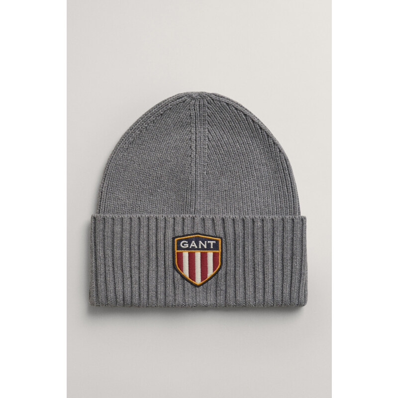 ČEPICE GANT D1. UNISEX. BANNER SHIELD BEANIE šedá None