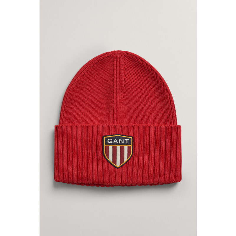 ČEPICE GANT D1. UNISEX. BANNER SHIELD BEANIE červená None