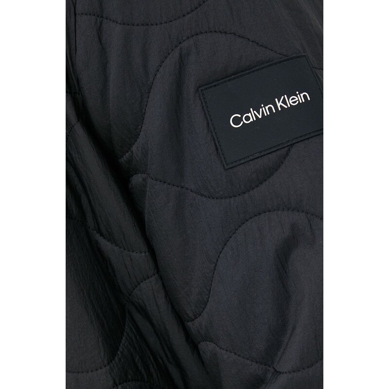 Bomber bunda Calvin Klein černá barva, přechodná