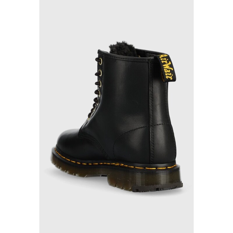 Kožené workery Dr. Martens 1460 dámské, černá barva, na plochém podpatku, zateplené, 26860001