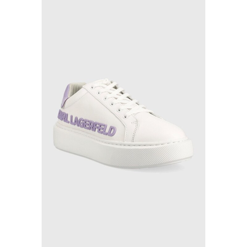 Kožené sneakers boty Karl Lagerfeld MAXI KUP bílá barva, KL62210