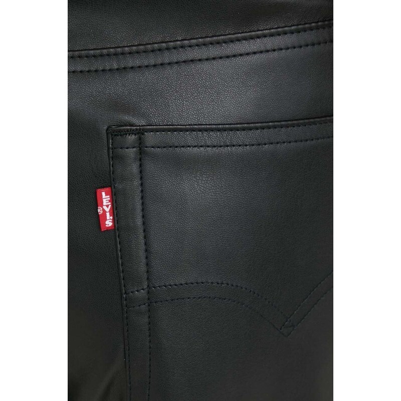Kalhoty Levi's dámské, černá barva, jednoduché, medium waist