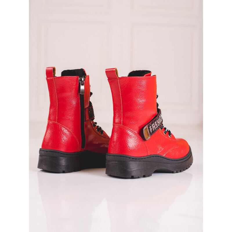 W. POTOCKI Potocki girls' ankle boots with red crystals