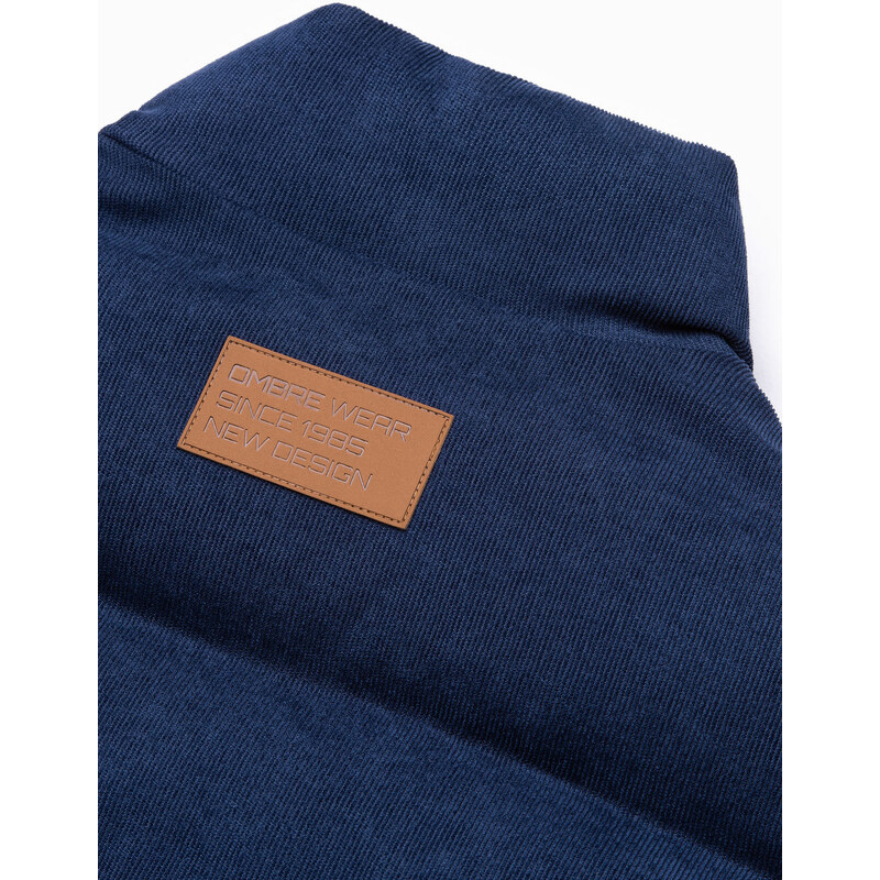 Ombre Clothing Pánská prošívaná vesta - námořnická modrá V57
