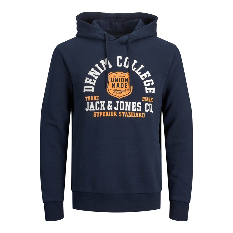 JACK & JONES Mikina modrá / oranžová / bílá