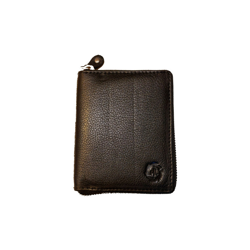 Černá kožená peněženka na zip