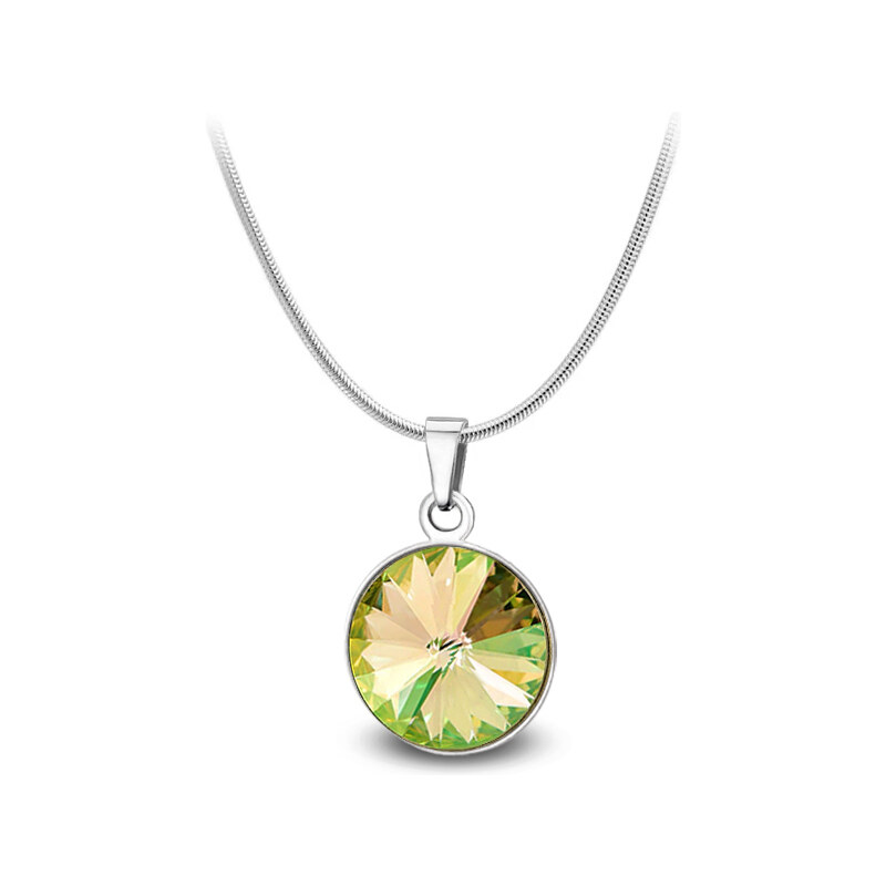 Jewellis ČR Jewellis ocelový náhrdelník s krystalem Rivoli Swarovski - Luminous green
