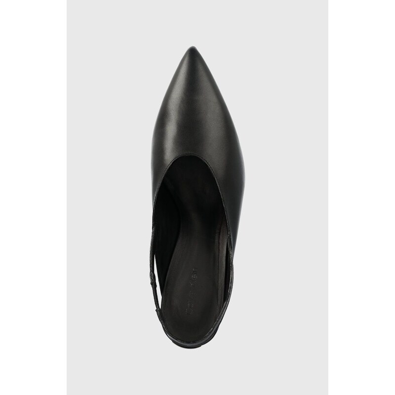 Kožené lodičky Calvin Klein HW0HW01345 GEO STIL SLINGBACK PUMP 50 černá barva, s odkrytou patou