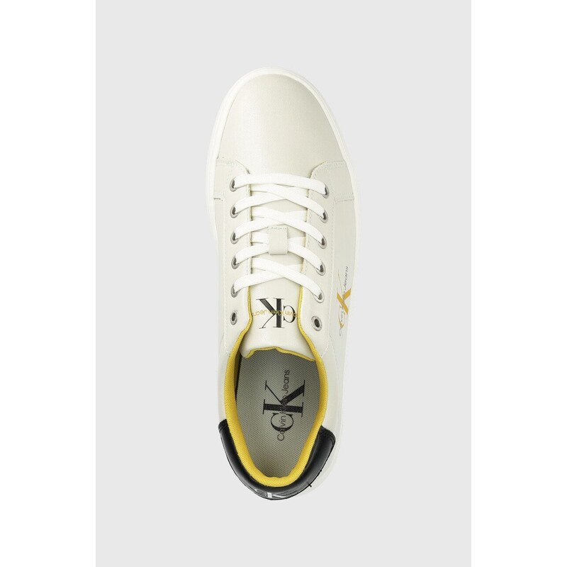 Kožené sneakers boty Calvin Klein Jeans Classic CUPSOLE LACE UP LOW šedá barva, YM0YM00491