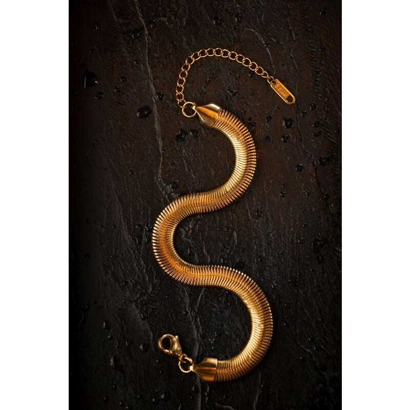 ORNAMENTI Pozlacený náramek Flat Snake gold