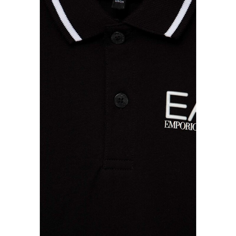 Dětská bavlněná polokošile EA7 Emporio Armani černá barva