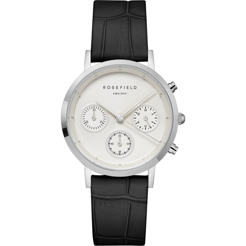 Rosefield dámské hodinky The Gabby White Sunray Croco Black Silver 57307318