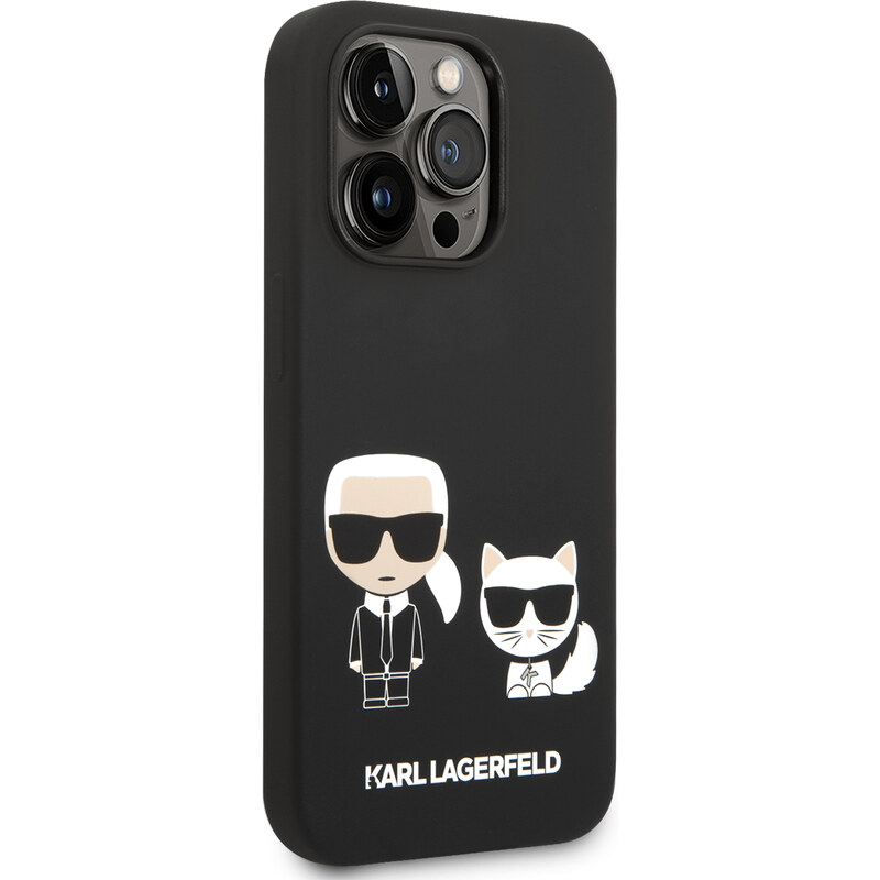 Ochranný kryt pro iPhone 14 Pro - Karl Lagerfeld, Liquid Silicone Karl and Choupette Black