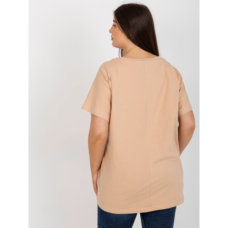 Fashionhunters Dámské tričko Plus Size Basic Crew Neck