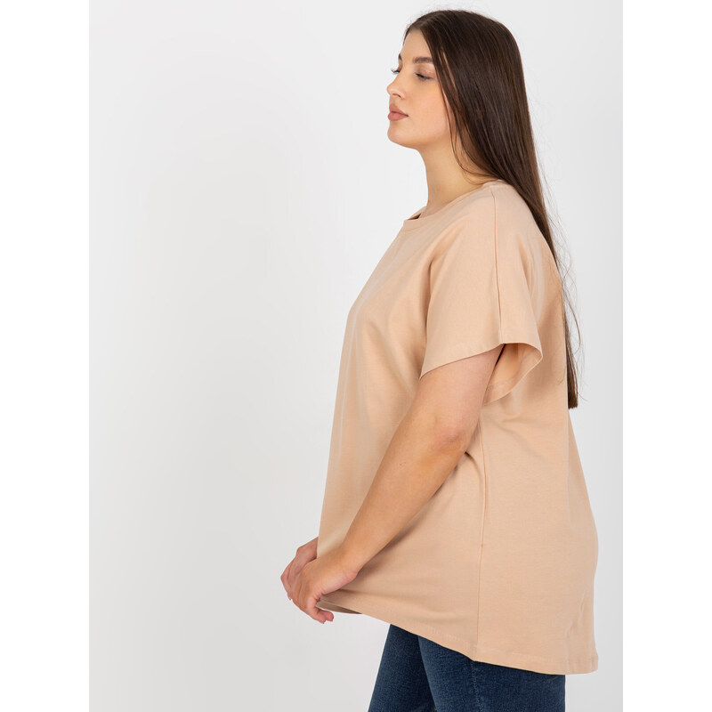 Fashionhunters Dámské tričko Plus Size Basic Crew Neck