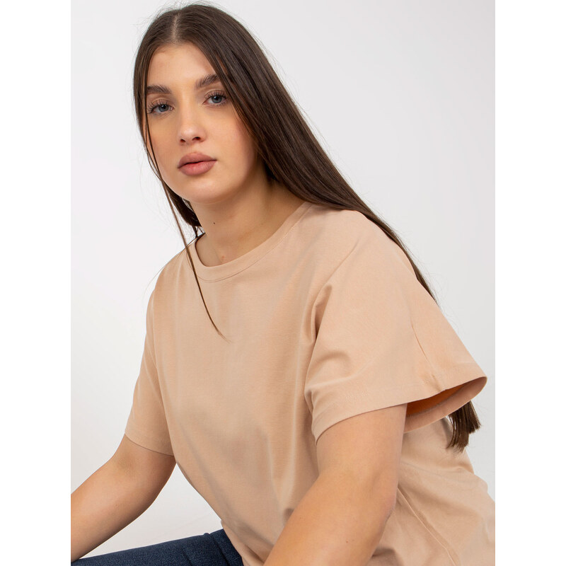 Fashionhunters Dámské tričko Plus Size Basic Crew Neck