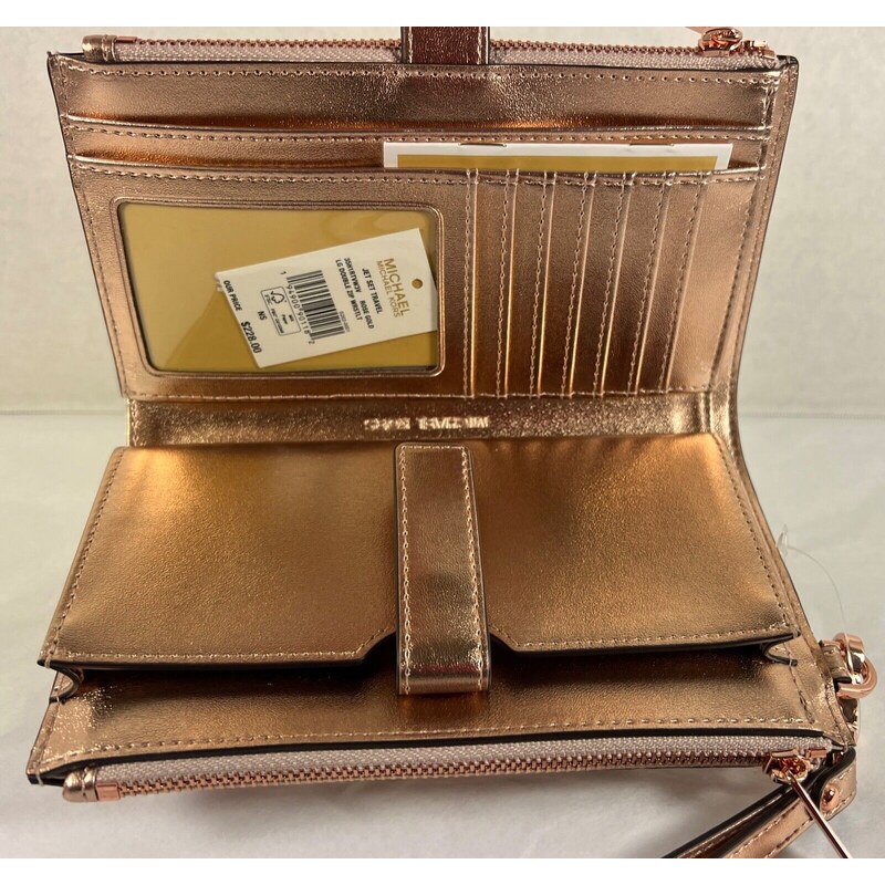 Michael Kors Penženka Boxed Metallic Signature Double Zip Soft Pink Rose Gold