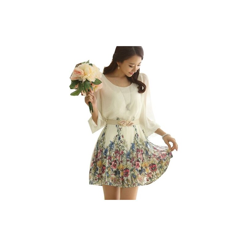 002 Elegantní letní šaty s květy