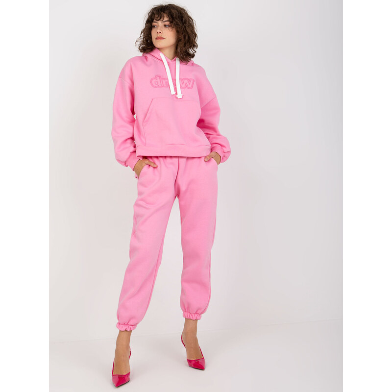 Fashionhunters Růžový dámský teplákový komplet s mikinou