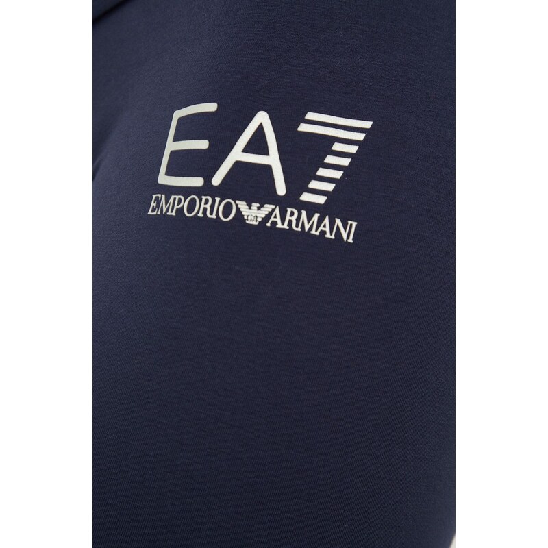 Legíny EA7 Emporio Armani dámské, tmavomodrá barva, s potiskem