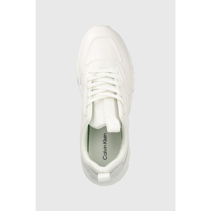 Kožené sneakers boty Calvin Klein LOW TOP LACE UP LTH HF bílá barva, HM0HM00995