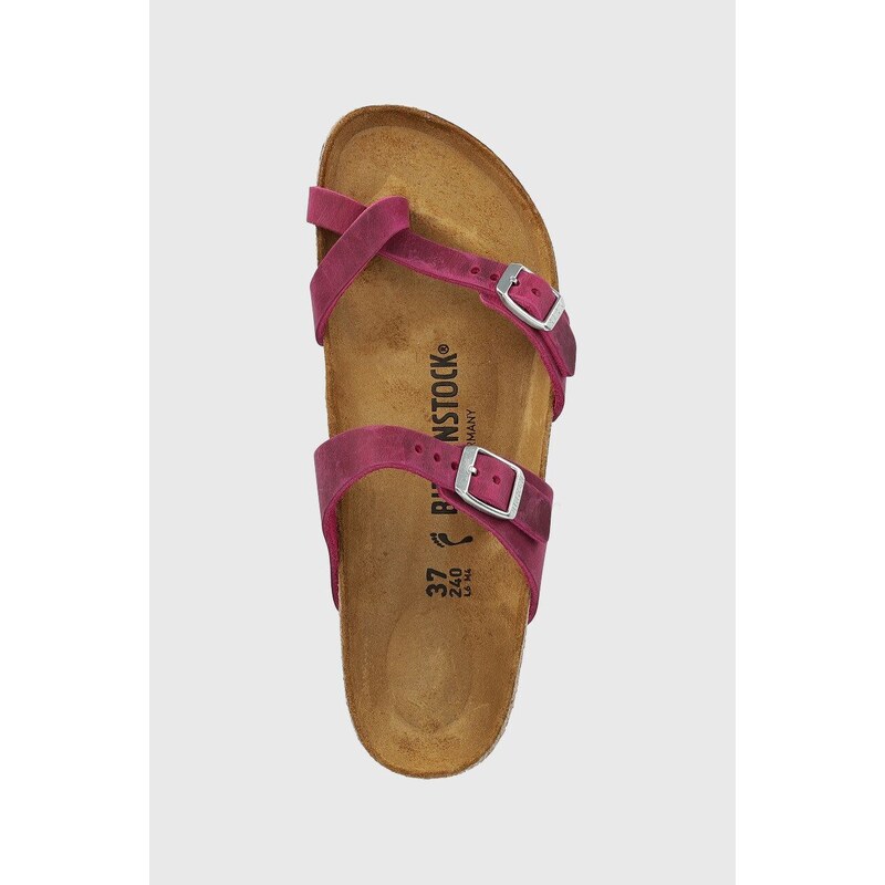 Semišové pantofle Birkenstock Mayari dámské, fialová barva, na plochém podpatku