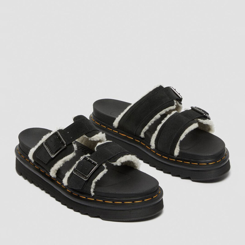 DR. MARTENS Myles Suede Buckle Slide Sandals 37