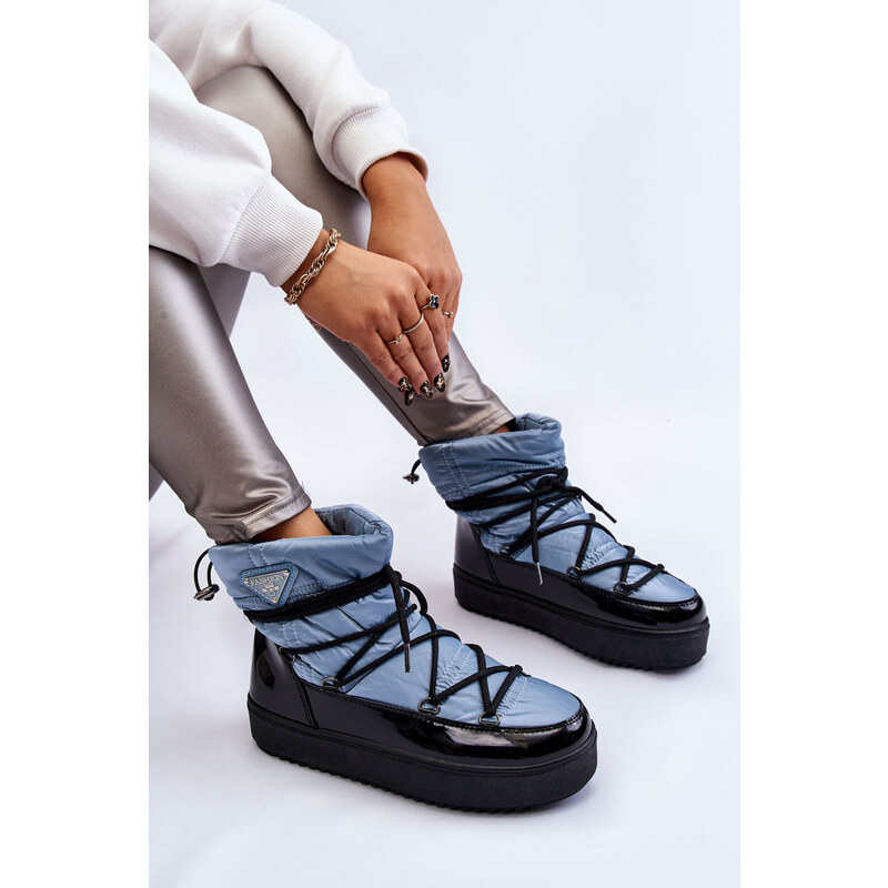 Kesi Dámské módní šněrovací boty do sněhu Modrý Carrios