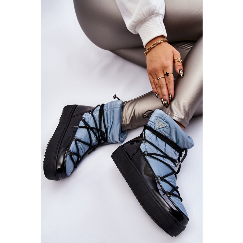 Kesi Dámské módní šněrovací boty do sněhu Modrý Carrios