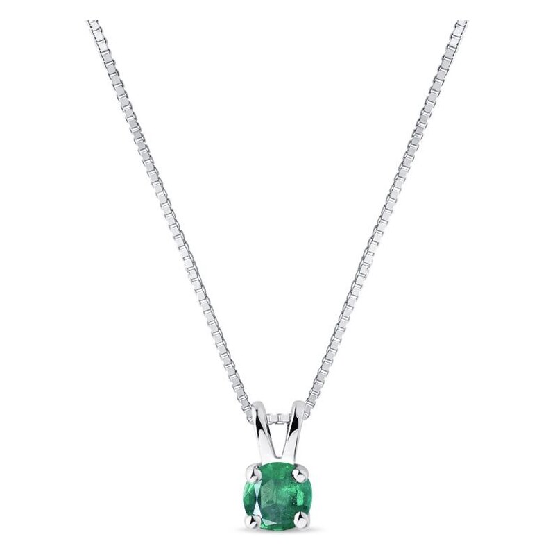 Smaragdový náhrdelník v bílém zlatě KLENOTA K0450102