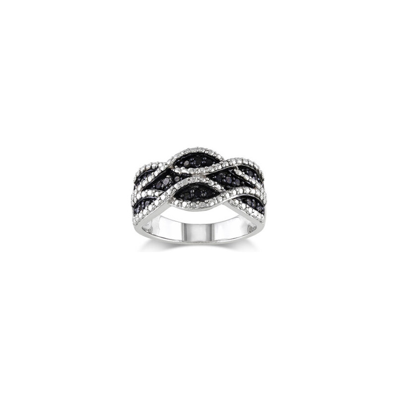 Prsten ze stříbra s černými diamanty