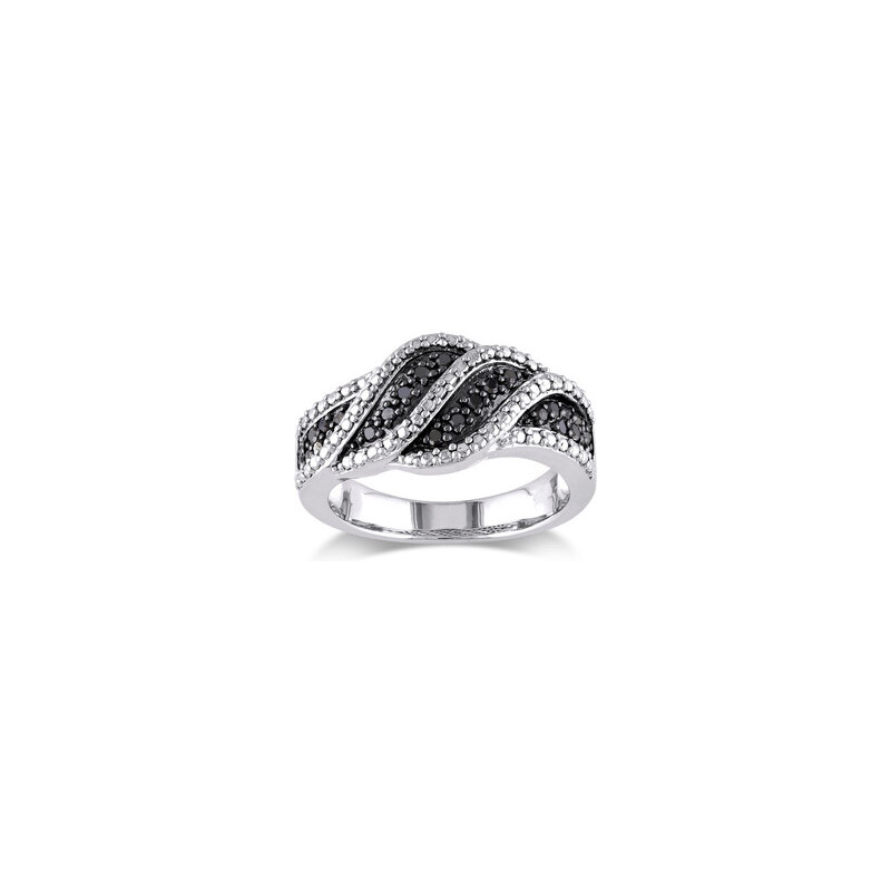 Prsten ze stříbra s černými diamanty
