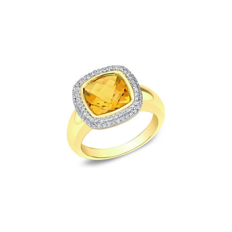 Klenota Zlatý prsten s citrínem a diamanty