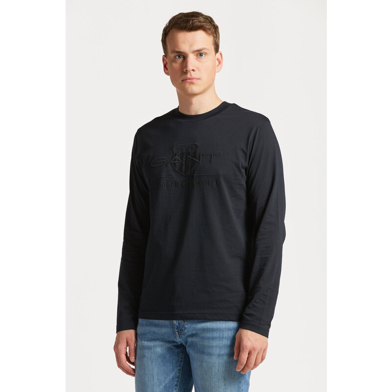 TRIČKO GANT REG TONAL SHIELD LS T-SHIRT černá XS