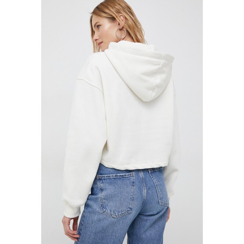 Mikina Calvin Klein Jeans dámská, béžová barva, s kapucí, vzorovaná