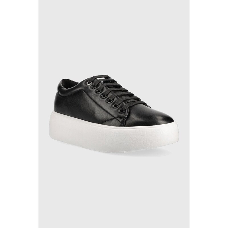 Kožené sneakers boty Calvin Klein HW0HW01356 BUBBLE CUPSOLE LACE UP černá barva