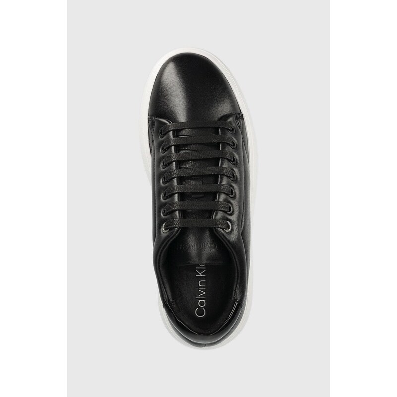 Kožené sneakers boty Calvin Klein HW0HW01356 BUBBLE CUPSOLE LACE UP černá barva