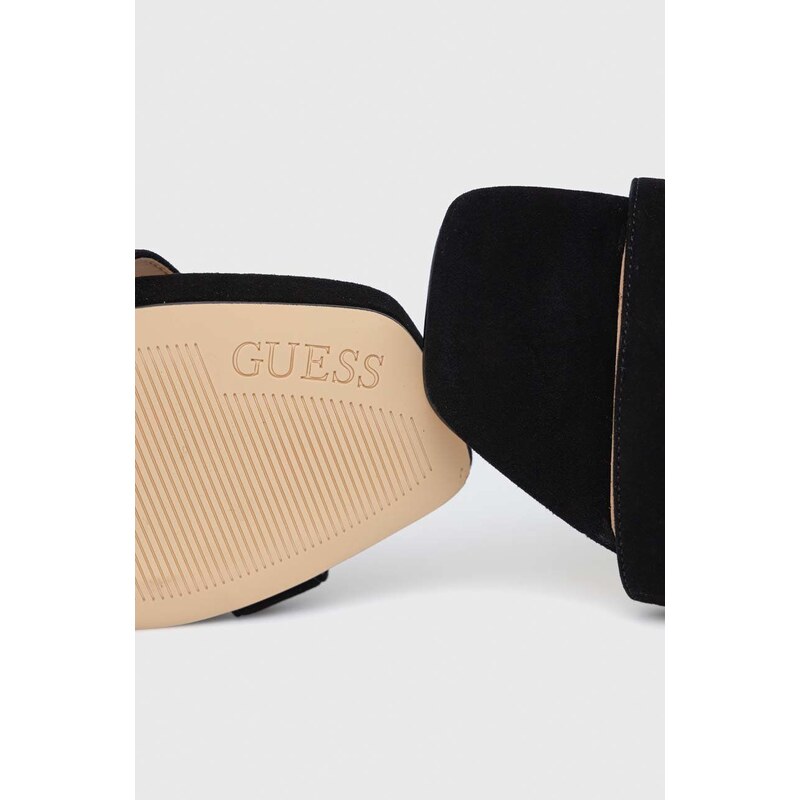 Semišové sandály Guess Morra černá barva, FL5MRR SUE03 BLACK