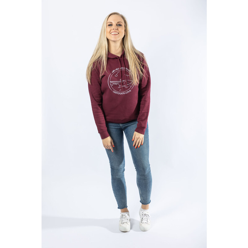 Klokart Design Hero - unisexová mikina Cestovatelové - S / Unisex / Burgundy (vínová)