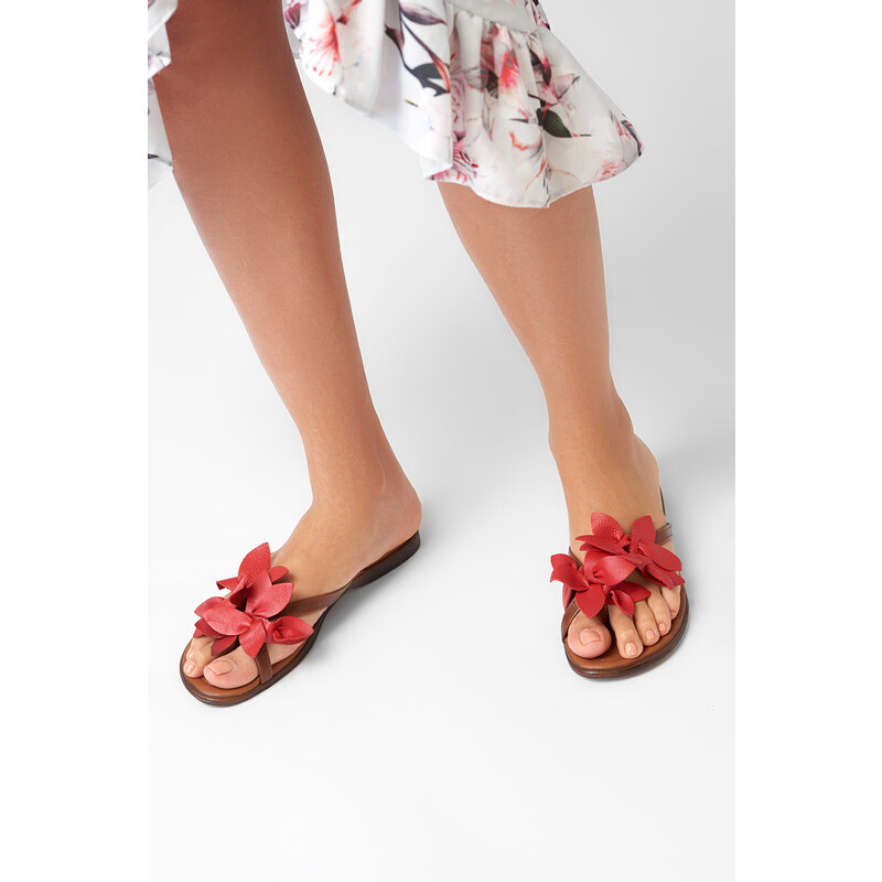 Women's Slippers Trendyol Leather Flower