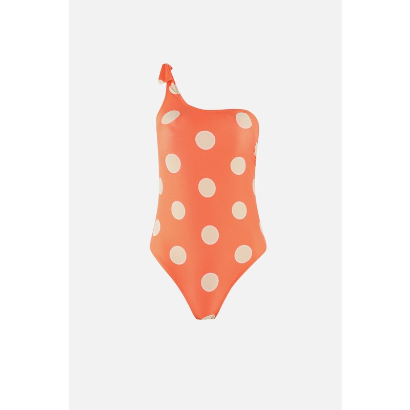 Trendyol Orange Polka Dot vzorované plavky na jedno rameno