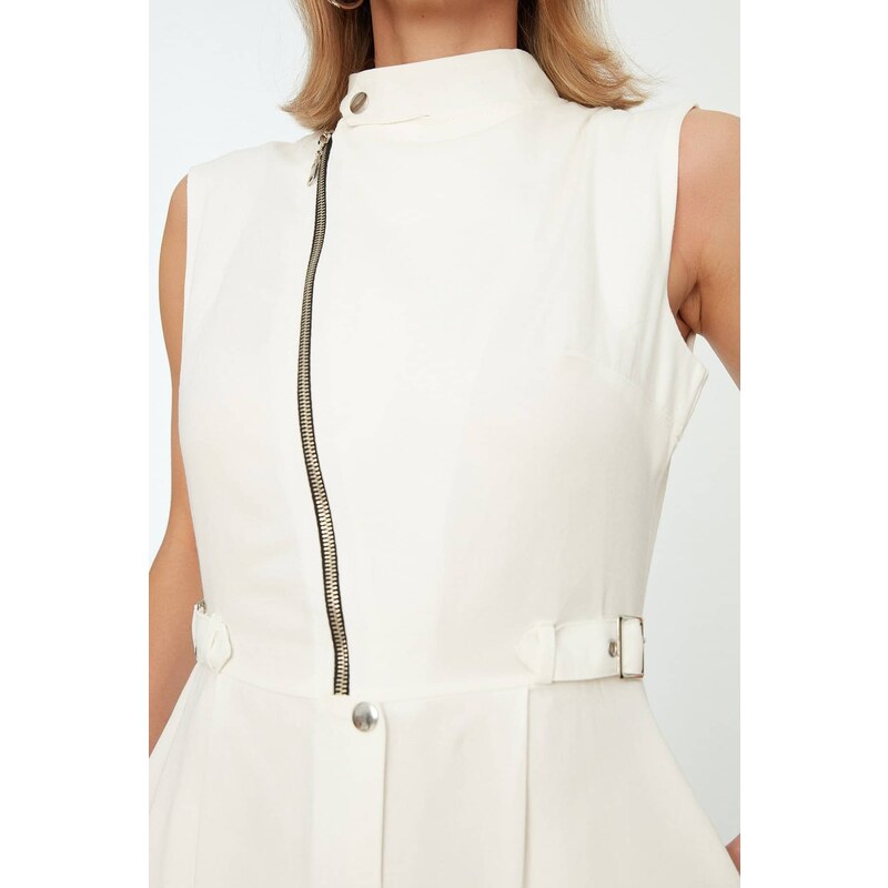 Trendyol White Zippered Jumpsuit